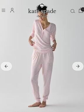 Kate Spade Pink Polka Dot Jogger PJ Set Size Medium